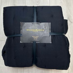 Donna Karan Silky Quilt Throw Black-Silk Luxurious Soft Bed Sofa AUTHENIC!